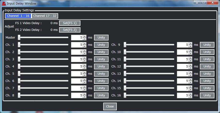 10-3-4. Input Delay Click Input Delay in the Audio Block to display the following window.