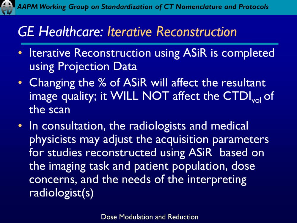 ASiR is an iterative reconstruction mode which use scan date to create a model and then blend