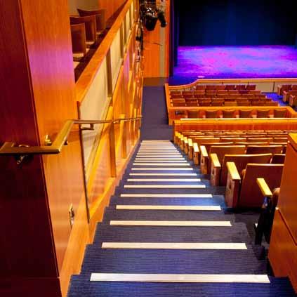 The upper part of the Family Theater has 24 steps on the stairway.