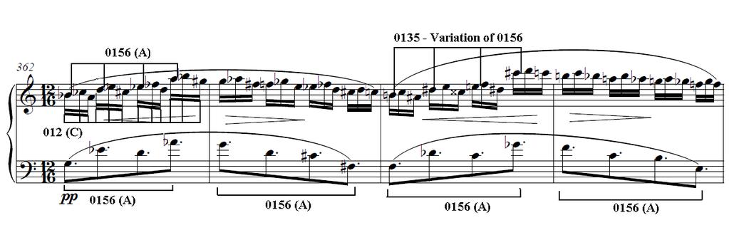 Fig. 34: Scriabin Etude Op. 42 no. 3 (top) and Var. X mm.362-363 (bottom) Fig. 35: Var X mm.