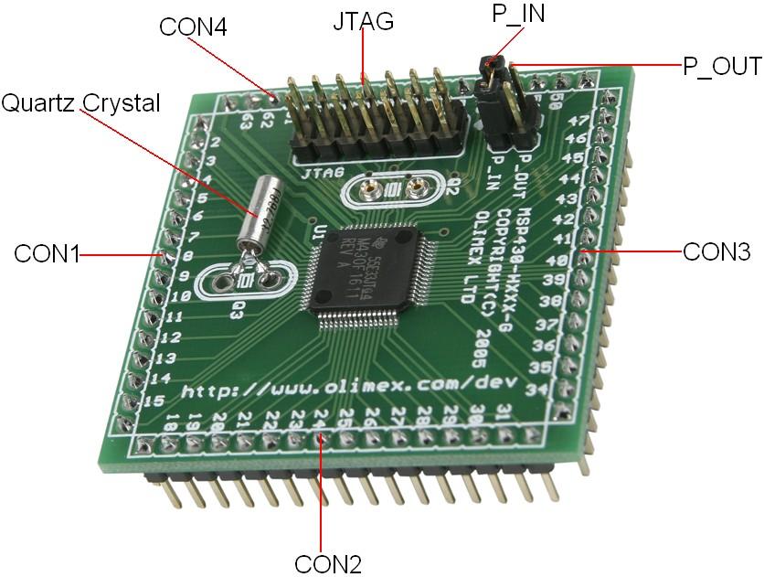 BOARD LAYOUT: POWER SUPPLY CIRCUIT: MSP430-H2618 is typically power supplied from the JTAG interface (P_IN closed). If not, you could power supply the board if you apply up to +3.