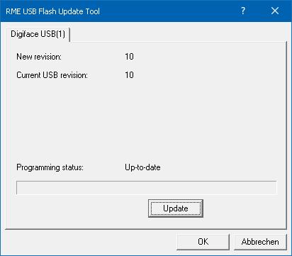 6.3 Firmware Update The Flash Update Tool updates the firmware of the Digiface USB to the latest version. It requires an already installed driver. Start the program fut_mfusb.exe.
