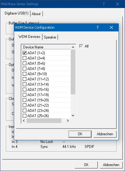 7.2 Option WDM Devices The WDM Devices configuration has one button to enter the edit dialog, a status display showing the number of currently enabled WDM devices, and a listbox to select between