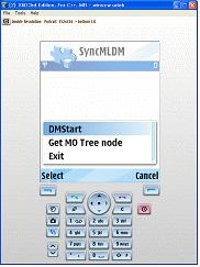 message and then links the session with the DM server. As this system implemented on an emulator, the DM session initiation was performed by an event through the user's menu.