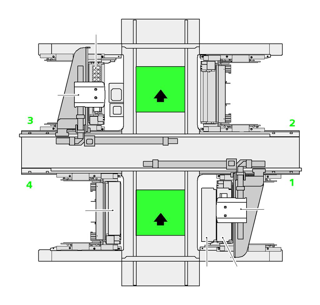 The supporting plate can hold up to 12 magazines for standard or special nozzles.