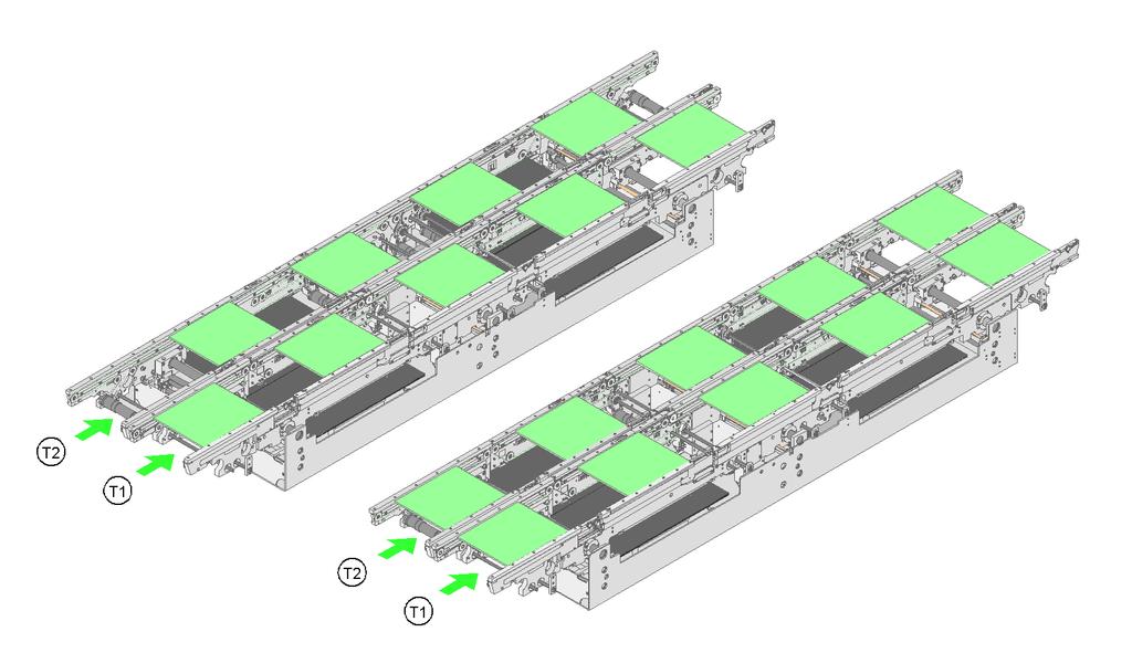 20 PCB conveyor Dual conveyor Innovation As for single conveyor Plus: The dual conveyor can be configured online to create a single conveyor no mechanical conversion work required Reduced down times