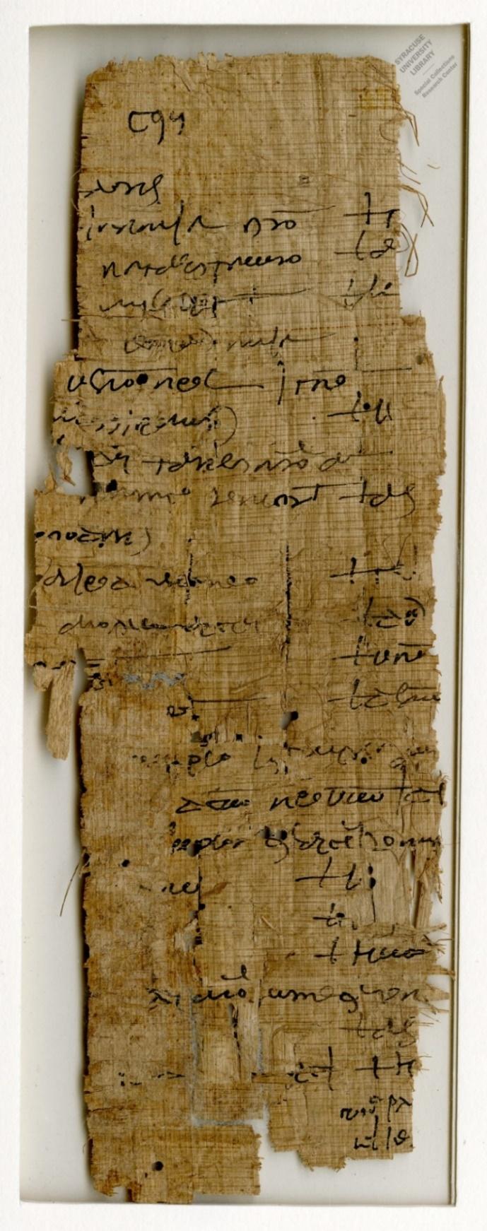 Ancient World Writing Systems Page 7 Papyrus Fragment Describing Payments Made in Wheat, sheet 298