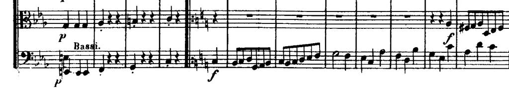The continuation of the theme beyond the motive of a fifth is the result of a very common unfurling of the two semitone steps in the diatonic scale, which appear initially in