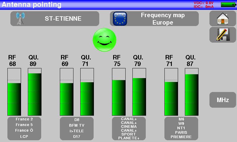 No found transponder red smiley Average reception quality (< 50%) orange smiley Good reception