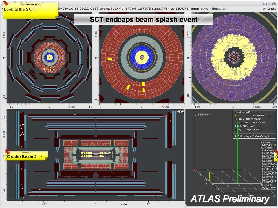 First Beams in ATLAS Semiconductor Tracker