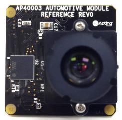 The camera module is connected to the deserializer board through a coaxial cable with
