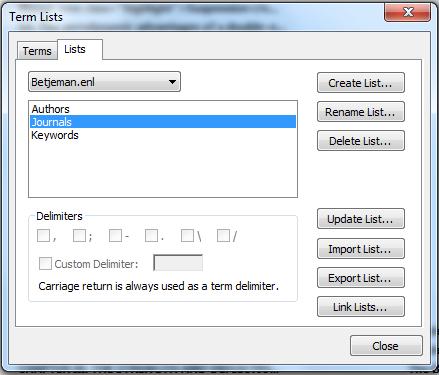 Browse the folders on your PC to find the EndNote Terms Lists folder - usually in the