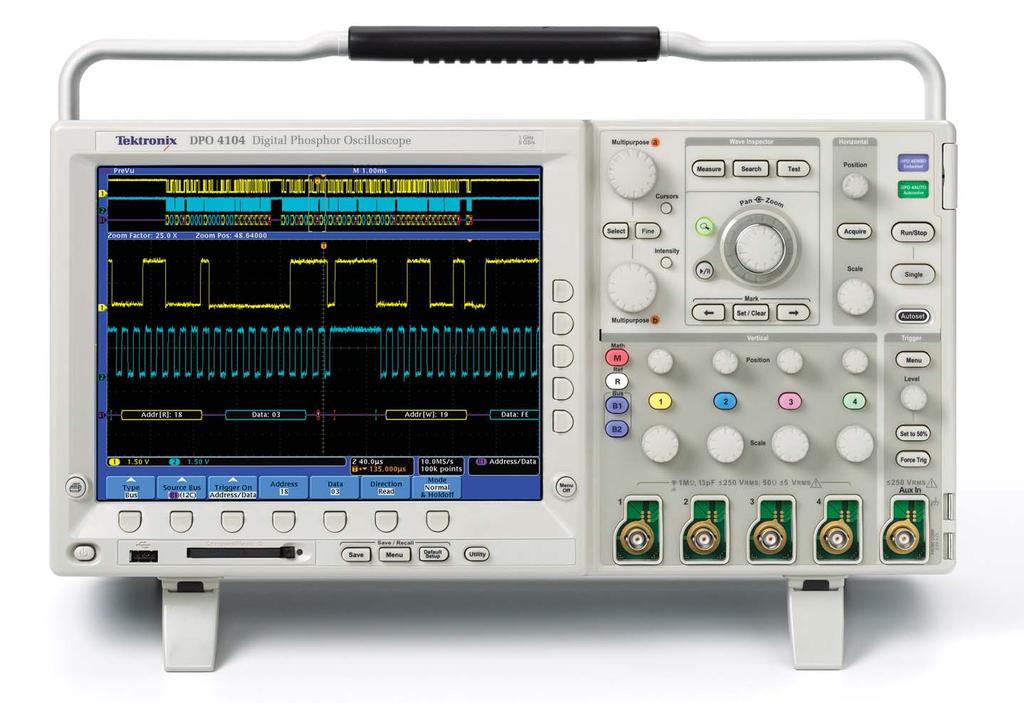 Digital Phosphor Oscilloscopes 3 1 2 5 1 Zoom/Pan Dedicated front panel controls for zooming and panning.