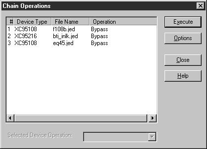 JTAG Programmer Guide Figure 3-12 Chain Operations The dialog box appears.