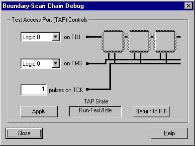 JTAG Programmer Tutorial To access the debugger: File Debug Chain The Boundary-Scan Chain Debug dialog box appears as shown in Figure 3-13.