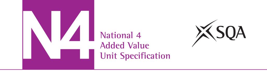 Music Performance (National 4) SCQF: level 4 (6 SCQF credit points) Unit code: H242 74 Unit outline This is the Added Value Unit in the National 4 Music Course.