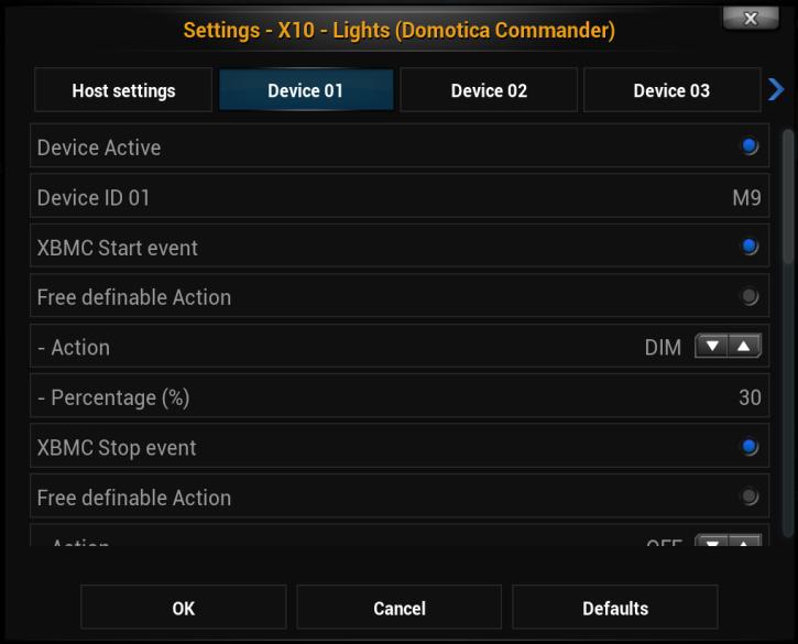 Manual - XBMC service.x10-lights (uk) R.dcx 11/18 Adjust device settings, Per event.
