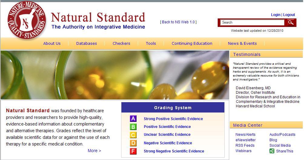Natural Standard The Natural Standard is an international research group that collects research information on complementary and alternative therapies.