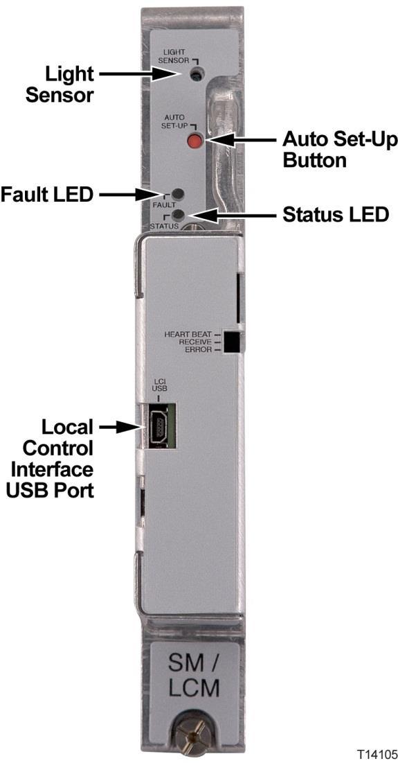 Status Monitor/Local Control Module configuration module. It is a low-cost module that plugs into the status monitor connectors on the optical interface board.