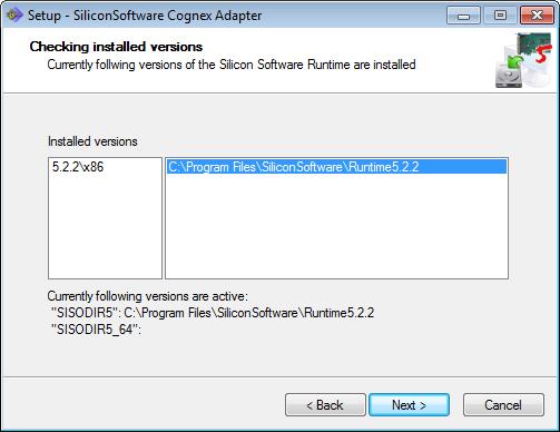 5. In the dialog that follows, select the Installation directory of the Silicon Software