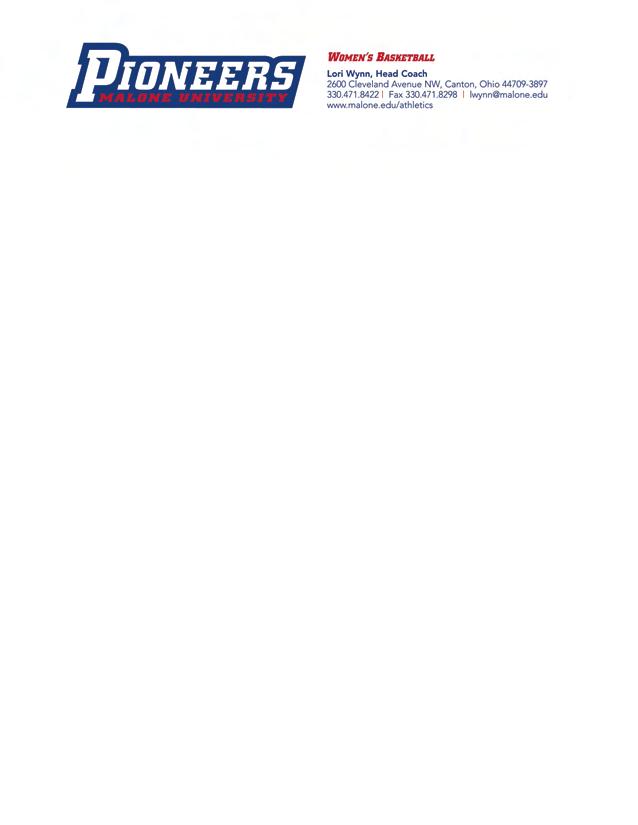 VISUAL IDENTITY GUIDELINES ATHLETIC LETTERHEAD Athletic Letterhead - Wordmark Version The Athletic Department is the only authorized user of this letterhead.