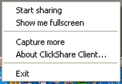 3. Getting started The ClickShare client software starts and its icon appears in the system tray.