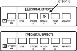 Basic Operations Digital Effects The SFX-10 provides a set of 5 digitally generated effects that can be applied to video images from Source A, Source B or both.