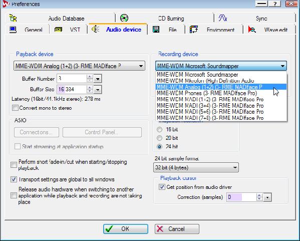 9. Operation and Usage 9.1 Playback In the audio application being used, MADIface Pro must be selected as output device.