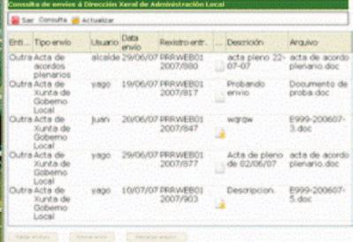 2,1) Xunta de Galicia, xestión a) Rexistro web de entradas/saídas.