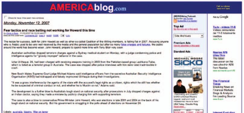 5. Ferramentas 2.0 que funcionan 5.1. Americablog Americablog é o referente do que acontece co Partido Demócrata nos Estados Unidos.