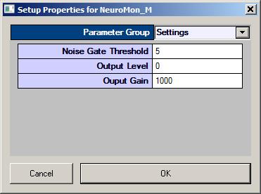 The Tools Settings Parameter Group Monitoring the Signal Noise Gate Threshold Type a numerical value to set the Noise Gate threshold factor.