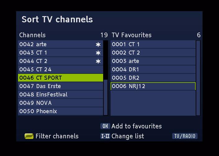 This list contains all TV channels the device has found and stored during automatic channel scan. By using the arrow keys or, you skip eight positions in the channel list forwards or backwards.
