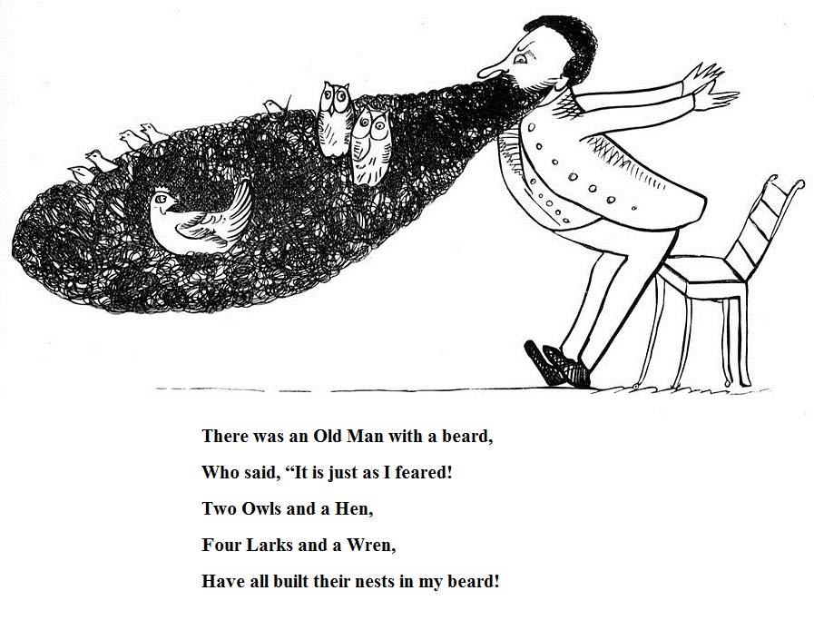 A humorous, frequently bawdy, verse of three long and two short lines rhyming aabba, popularized by Edward Lear.