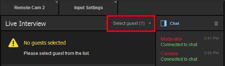 You can bring in a guest s camera by clicking the dropdown in the upper right corner of the module and
