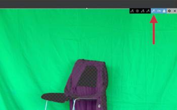 The eyedropper with a plus sign either initializes the chroma key or adds color hues to the chroma key