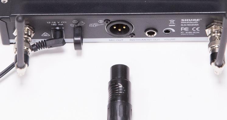 Connect the microphone receiver to the audio mixer Plug