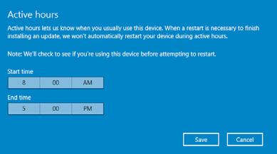 Open the Start Menu and click the gearwheel to open Settings. Select Update & security. Under the Windows Update tab, click Change active hours.