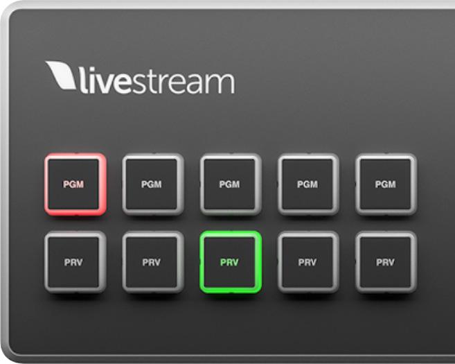 starting your recording and/or stream. In Livestream Studio Settings, navigate to the Inputs menu. Under the Surface column, you can assign five inputs to the five tracks on your Surface Go (e.g., your three Mevo remote cameras, a media source, and a GFX source).