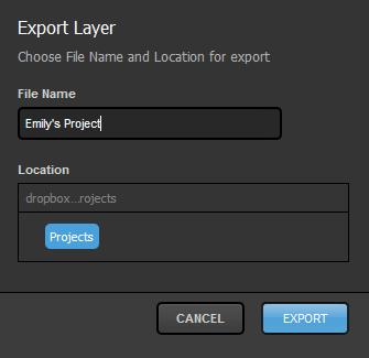 Give your project a name and make sure your folder is selected, then click Export. The.