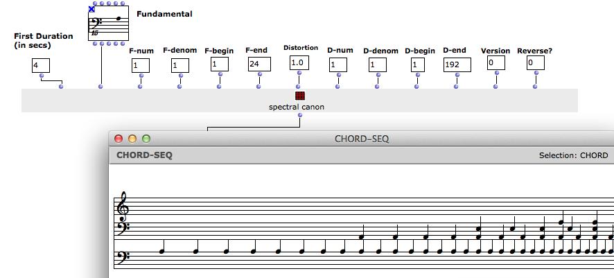 Figure 3. Generating the series of durations for Spectral CANON for CONLON Nancarrow in OpenMusic.