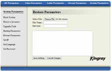 Restore Parameters Using this interface the parameters