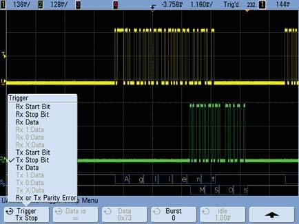 Software options I 2 C/SPI serial trigger and decode (N5423A or Option LSS on new scope purchases) This application displays real-time time-aligned decode of I 2 C and SPI serial buses.