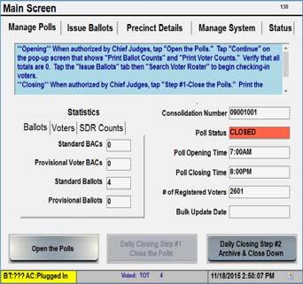 Tap <Continue> to print the Ballot Counts and Voter Counts