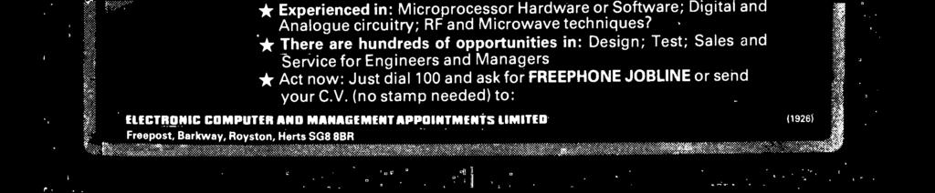 revolution? Wayne Kerr have opportunities for analogue design engineers who want the challenge of interfacing with the microprocessor.