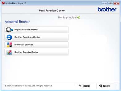 Capitolul 1 Accesarea serviciului de asistenţă clienţi Brother (Windows ) 1 Puteţi găsi toate contactele necesare, cum ar fi asistenţa web (Brother Solutions Center), pe discul CD-ROM.