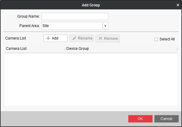 5.4.2 Adding a Group Purpose: A camera can belong to multiple groups. You can manage its group(s) here. 1. Click to pop up group adding interface. Figure 5. 6 Add Group 2.