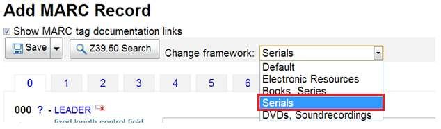 This will take a few seconds as it will bring up the fields relevant to cataloguing Serials. C.