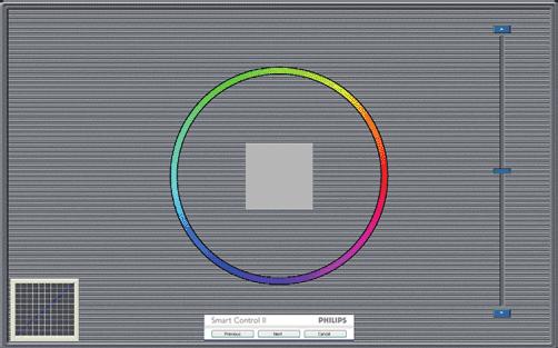 First color Calibration Screen: Previous button is disabled until the second color screen. Next goes to the succeeding target (6-targets). Final next goes File>Presets pane.