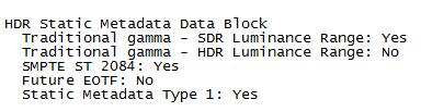 0 ı ı ı Check HDR Static Meta Data