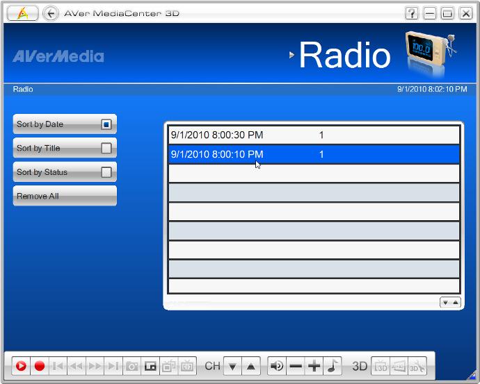 Playing a Recorded Radio Program 1. Select Radio Recorded Files. 2. All the recorded files are listed here. 3. You can view those files by date, title or status. 4. Choose the desired file. 5.